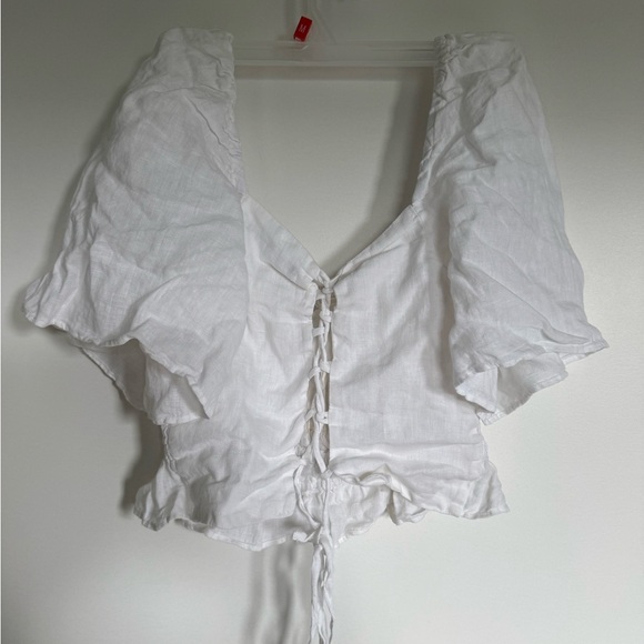 White Ruffled Women's Top - Picture 3 of 3